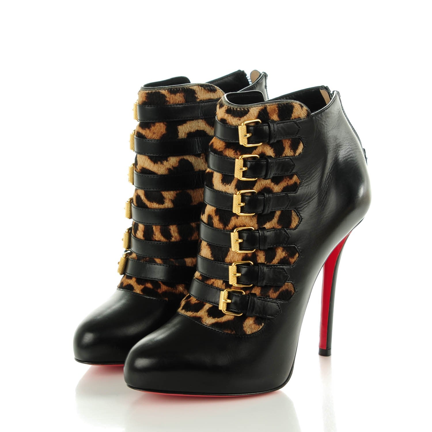 Christian Louboutin Calfskin Pony Hair Leopard Attroupa 120 Booties 36.5 3 of 8