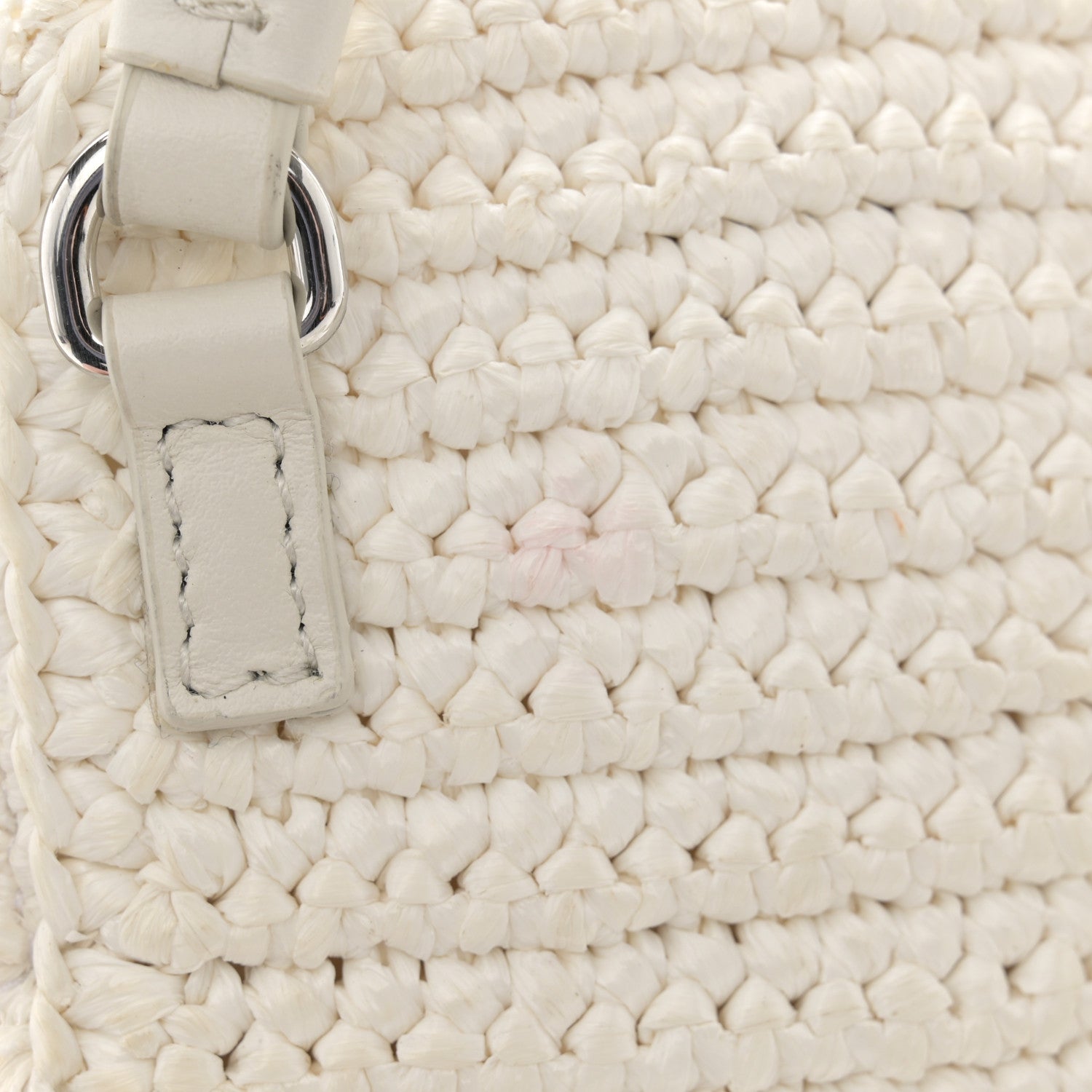 Prada Yarn Raffia Effect Crochet Mini Crossbody Bag Bianco 11 of 11