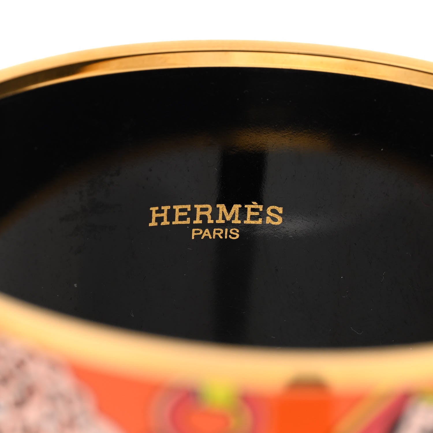 Hermes Enamel Printed Extra Wide Bracelet 65 Orange 4 of 6