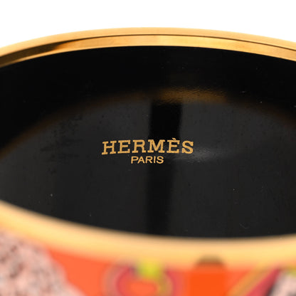 Hermes Enamel Printed Extra Wide Bracelet 65 Orange 4 of 6