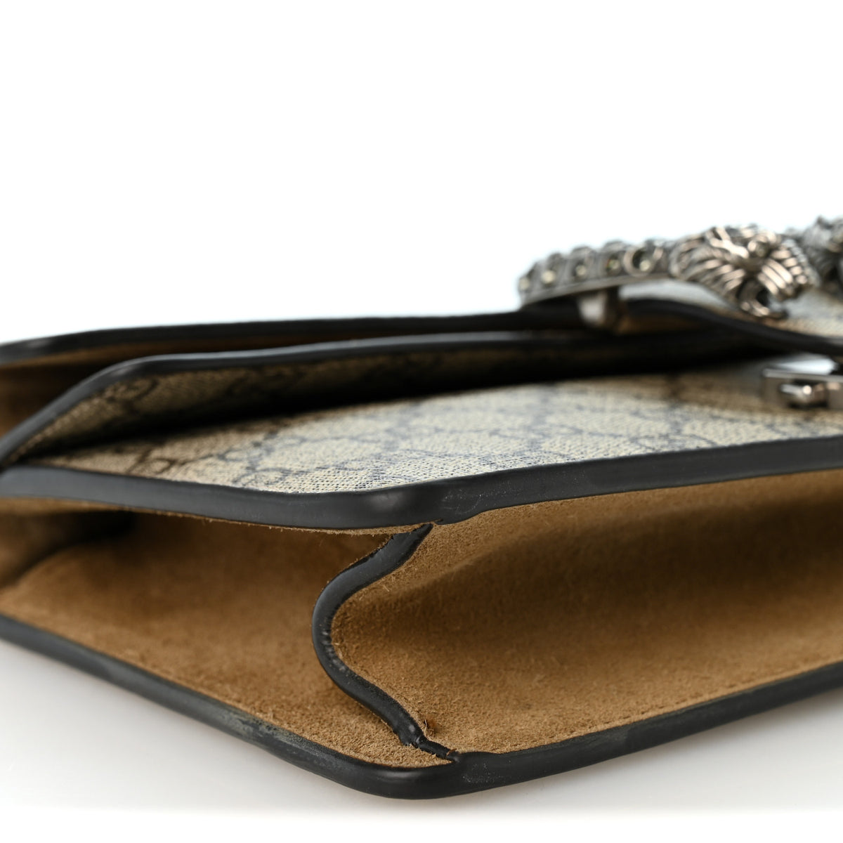 Gucci GG Supreme Monogram Suede Crystal Small Dionysus Shoulder Bag Beige Ebony Taupe 9 of 11
