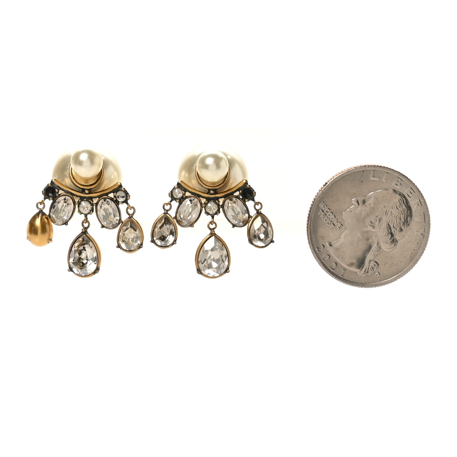 Christian Dior Pearl Crystal Tribales Earrings Gold 5 of 10