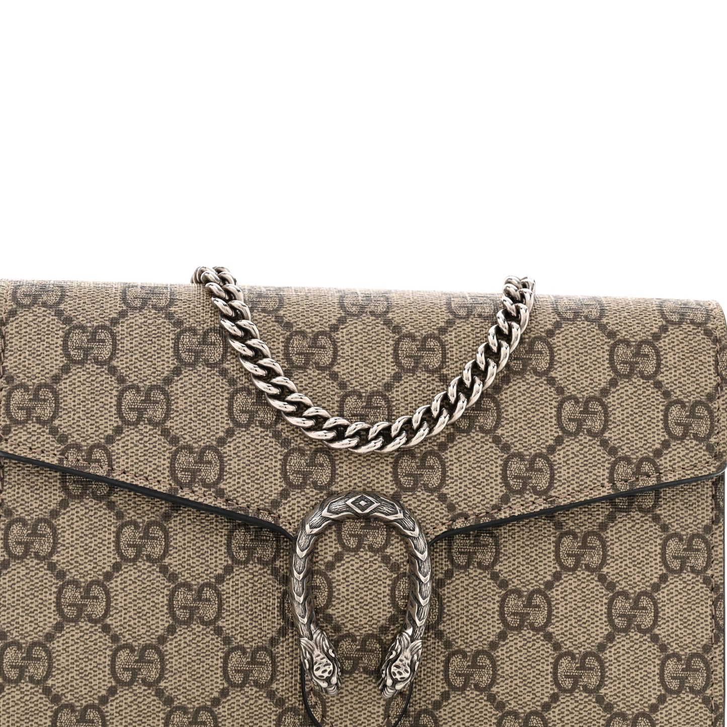 GG Supreme Monogram Mini Dionysus Chain Wallet Beige Black