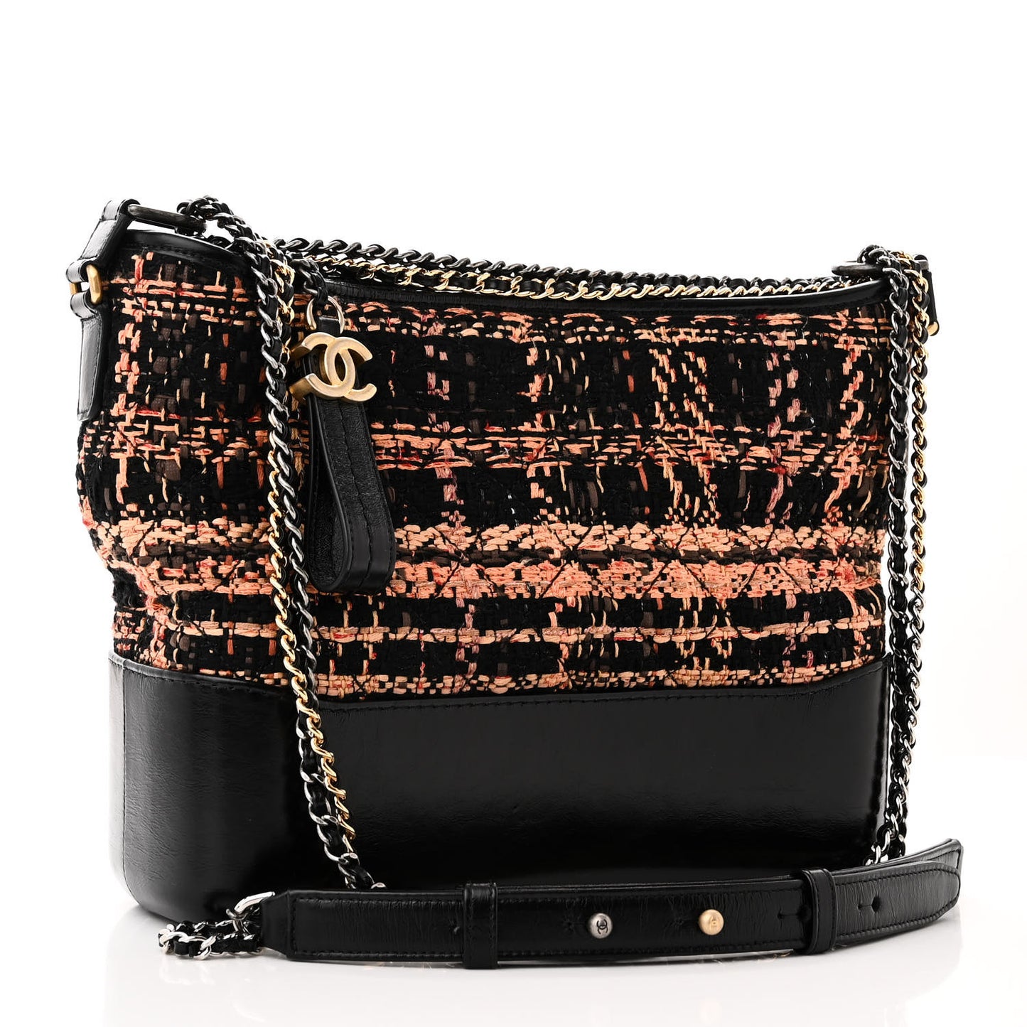 Tweed Calfskin Medium Gabrielle Hobo Black Brown