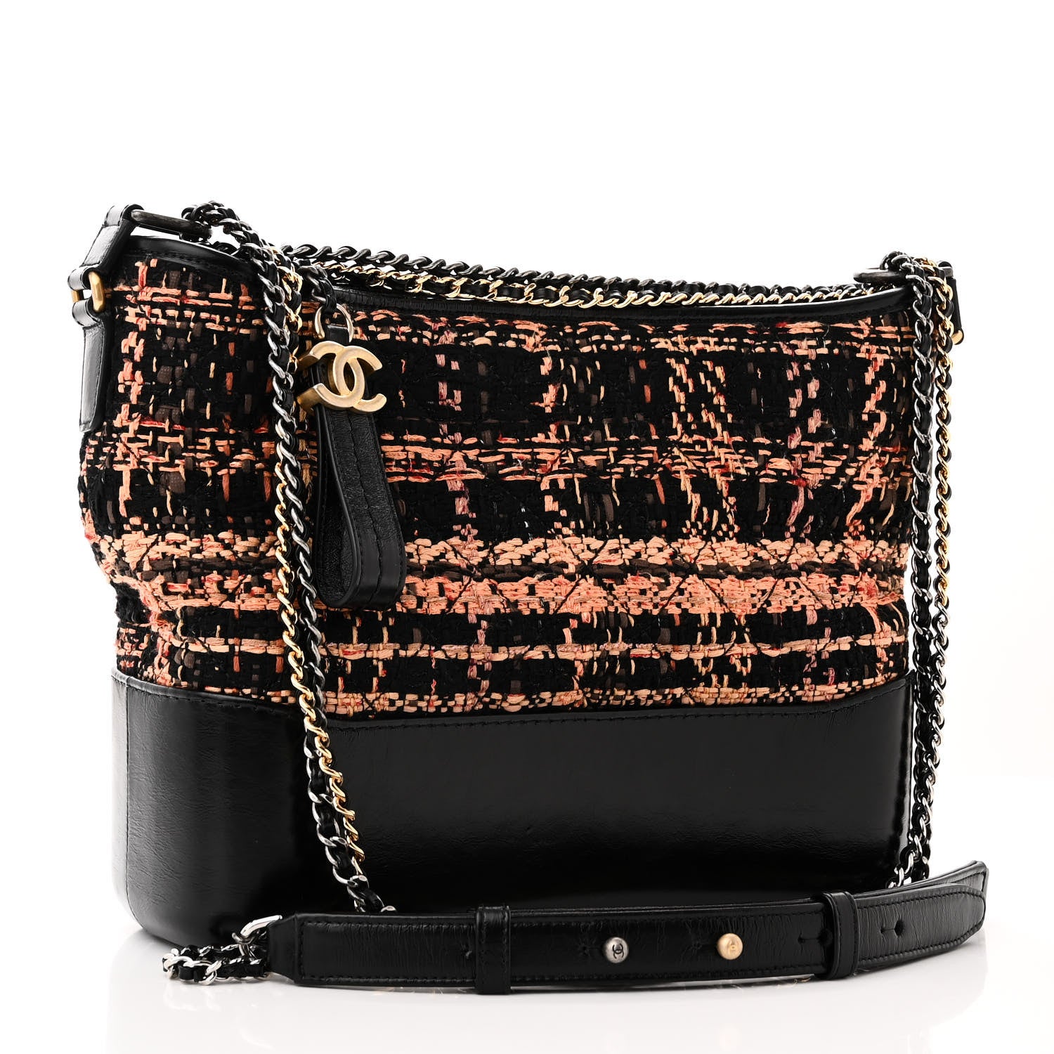 Chanel Tweed Calfskin Medium Gabrielle Hobo Black Brown 3 of 10