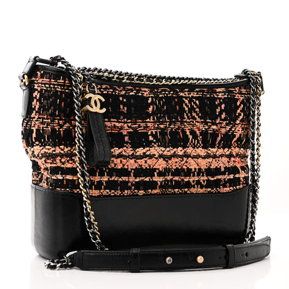 Chanel Tweed Calfskin Medium Gabrielle Hobo Black Brown 3 of 10