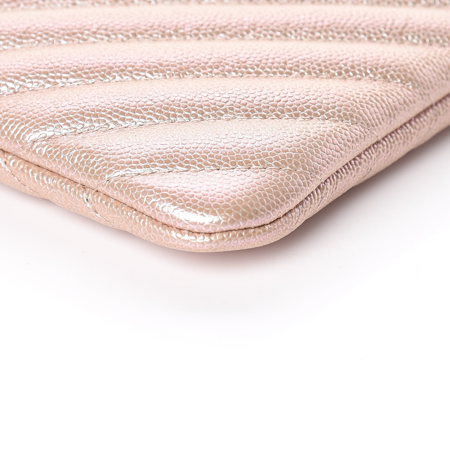 Chanel Iridescent Caviar Chevron Quilted Large Cosmetic Case Light Gold 10 of 11