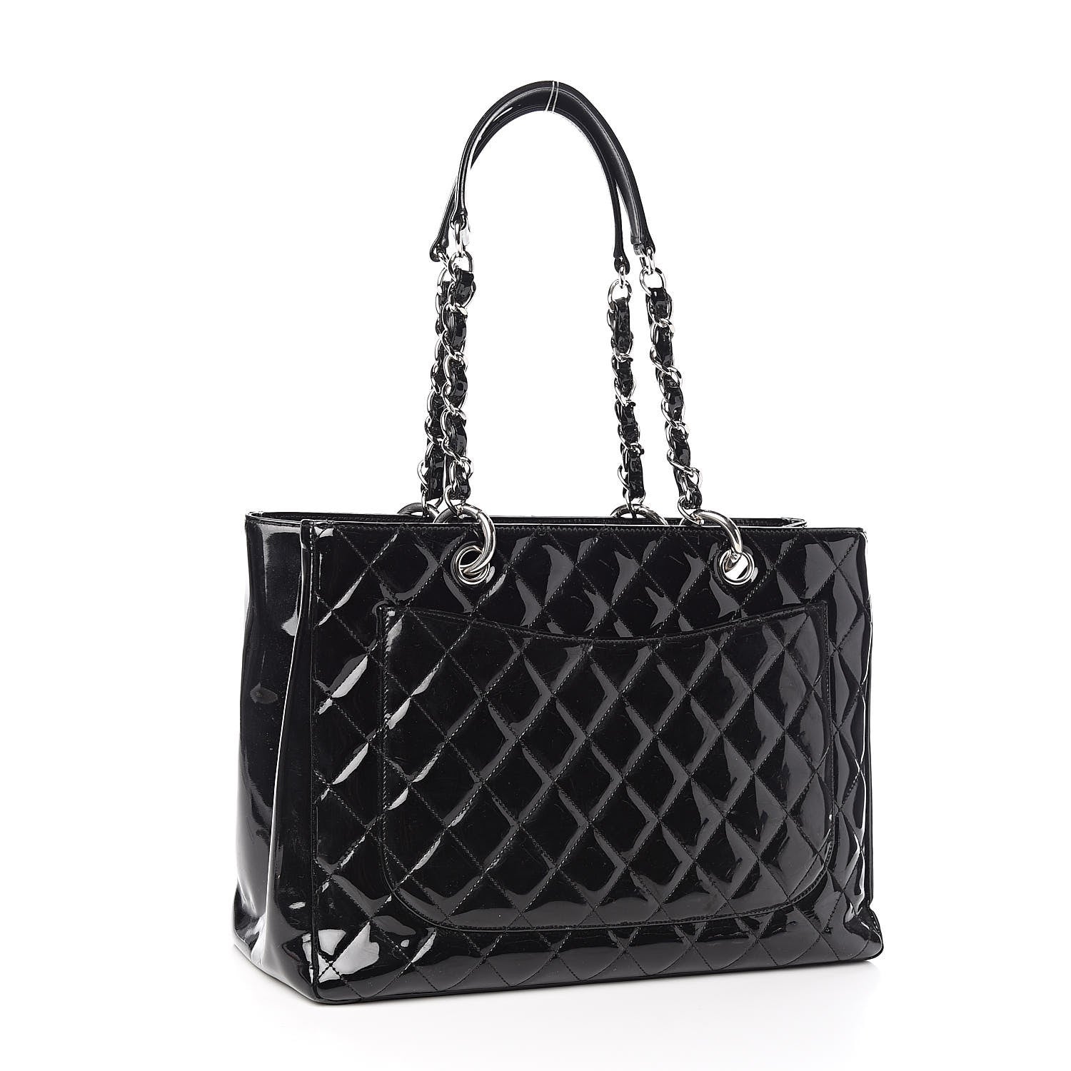 Chanel Patent Quilted Grand Shopping Tote GST Black 3 of 14