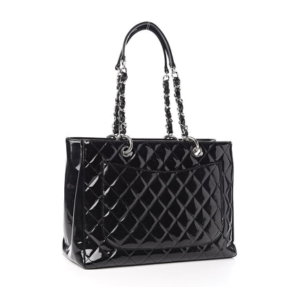 Chanel Patent Quilted Grand Shopping Tote GST Black 3 of 14