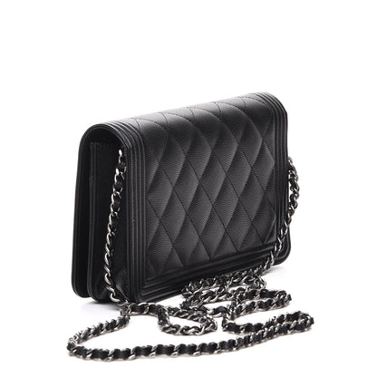 Chanel Caviar Quilted Boy Wallet On Chain WOC Black 3 of 8