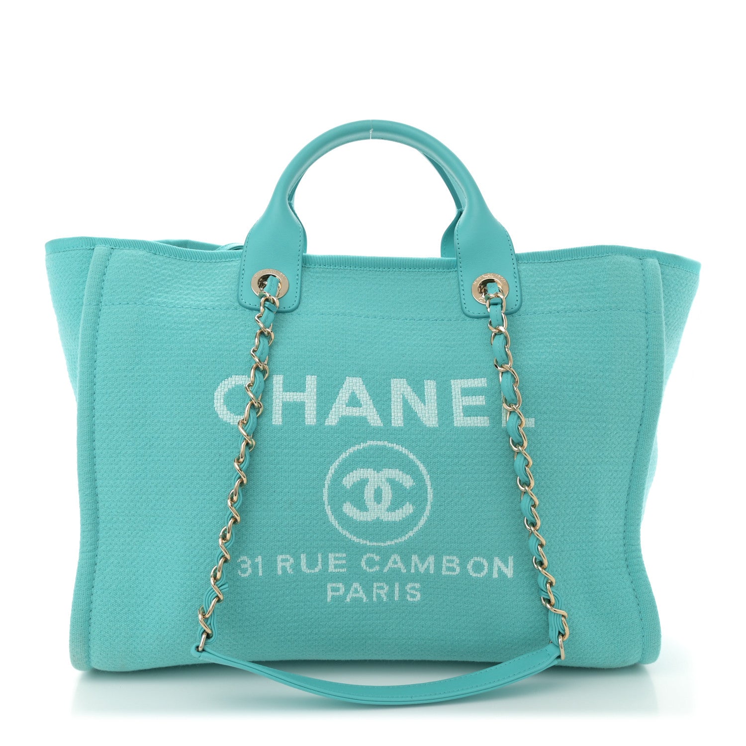 Chanel Mixed Fibers Medium Deauville Tote Turquoise 1 of 13