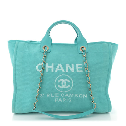 Chanel Mixed Fibers Medium Deauville Tote Turquoise 1 of 13