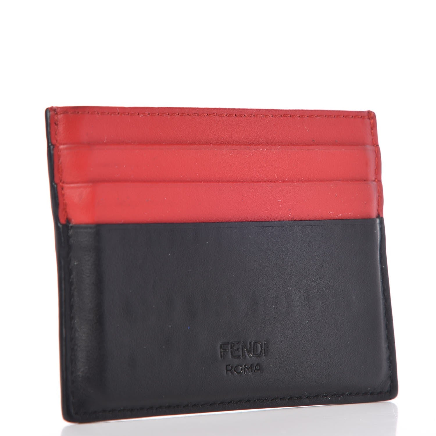 Fendi Vitello Century Monster Eyes Inlay Card Holder Black Giallo Rosso 3 of 9
