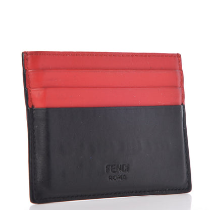 Fendi Vitello Century Monster Eyes Inlay Card Holder Black Giallo Rosso 3 of 9