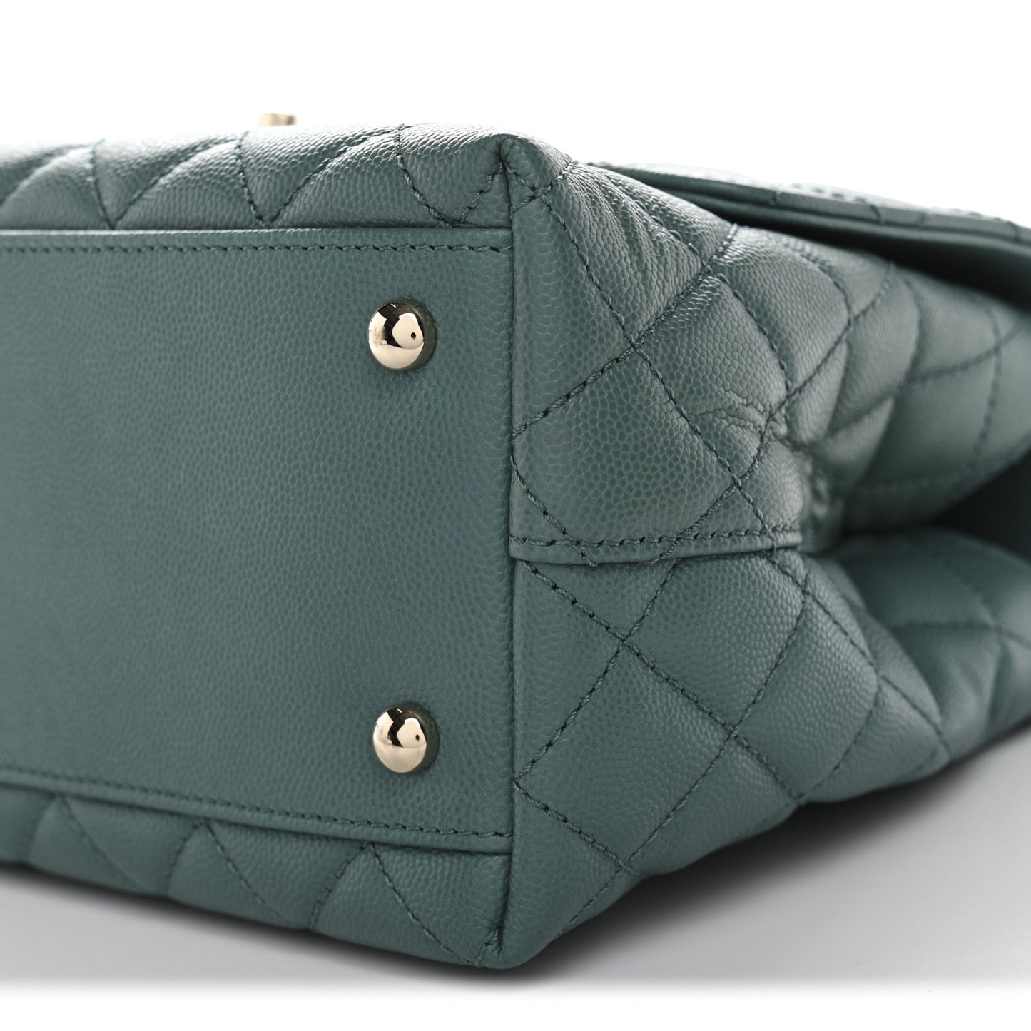 Caviar Lizard Quilted Small Coco Handle Flap Green