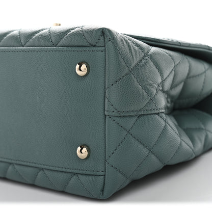 Chanel Caviar Lizard Quilted Small Coco Handle Flap Green 10 of 11