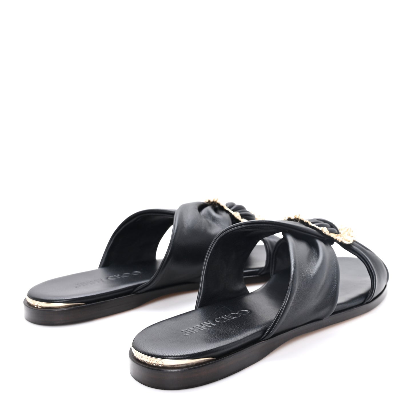 Crystal Nappa Neda Slide Sandals 39 Black