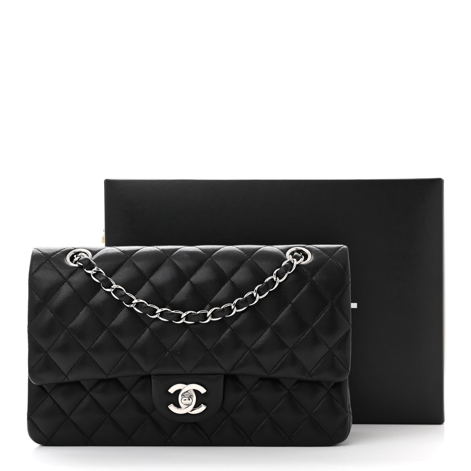 Chanel Lambskin Quilted Medium Double Flap Black 12 of 12