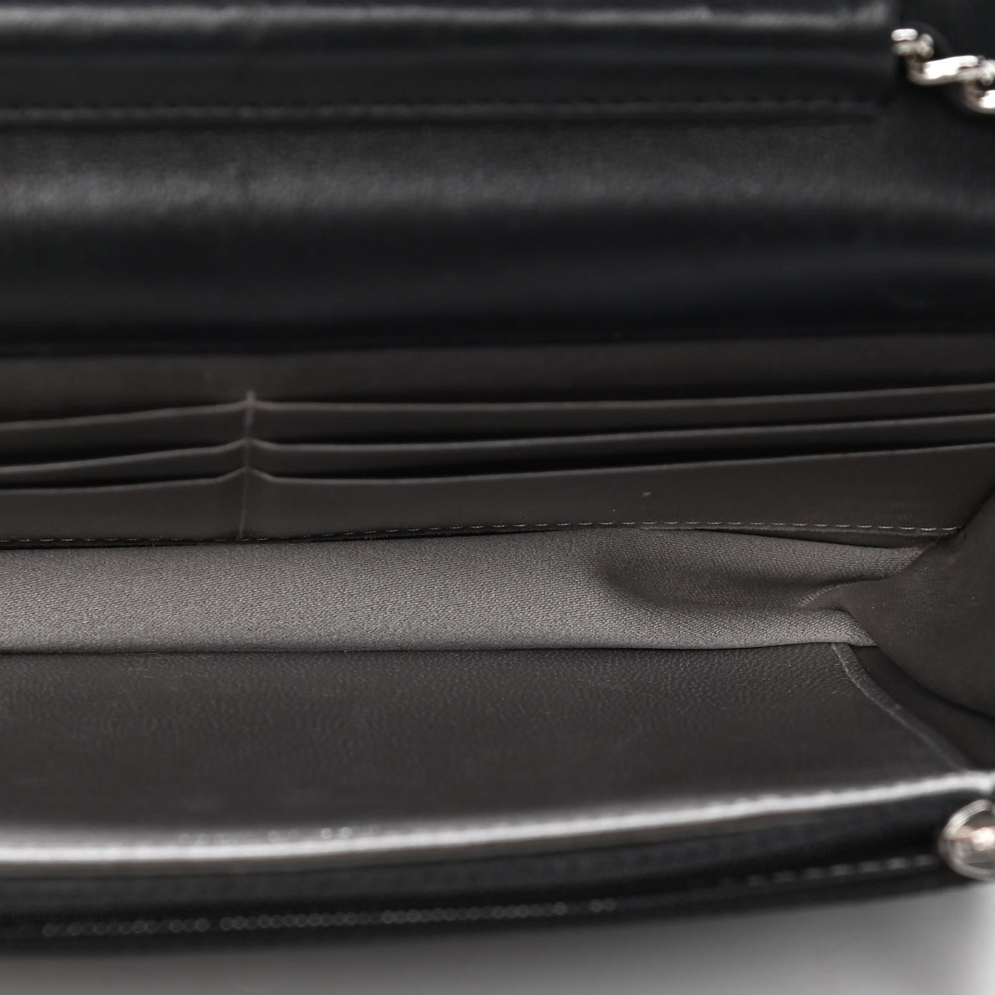 Lambskin Camellia Embossed Wallet on Chain WOC Black