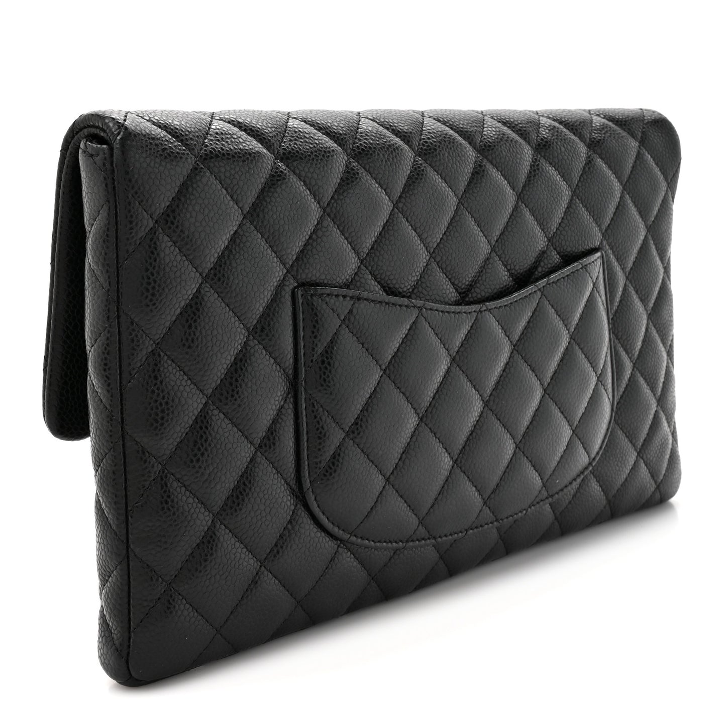 Caviar Quilted Flap Clutch Black