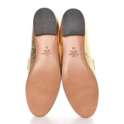 Valentino Garavani Metallic Calfskin Rockstud Loafers 39 Deep Gold 5 of 10