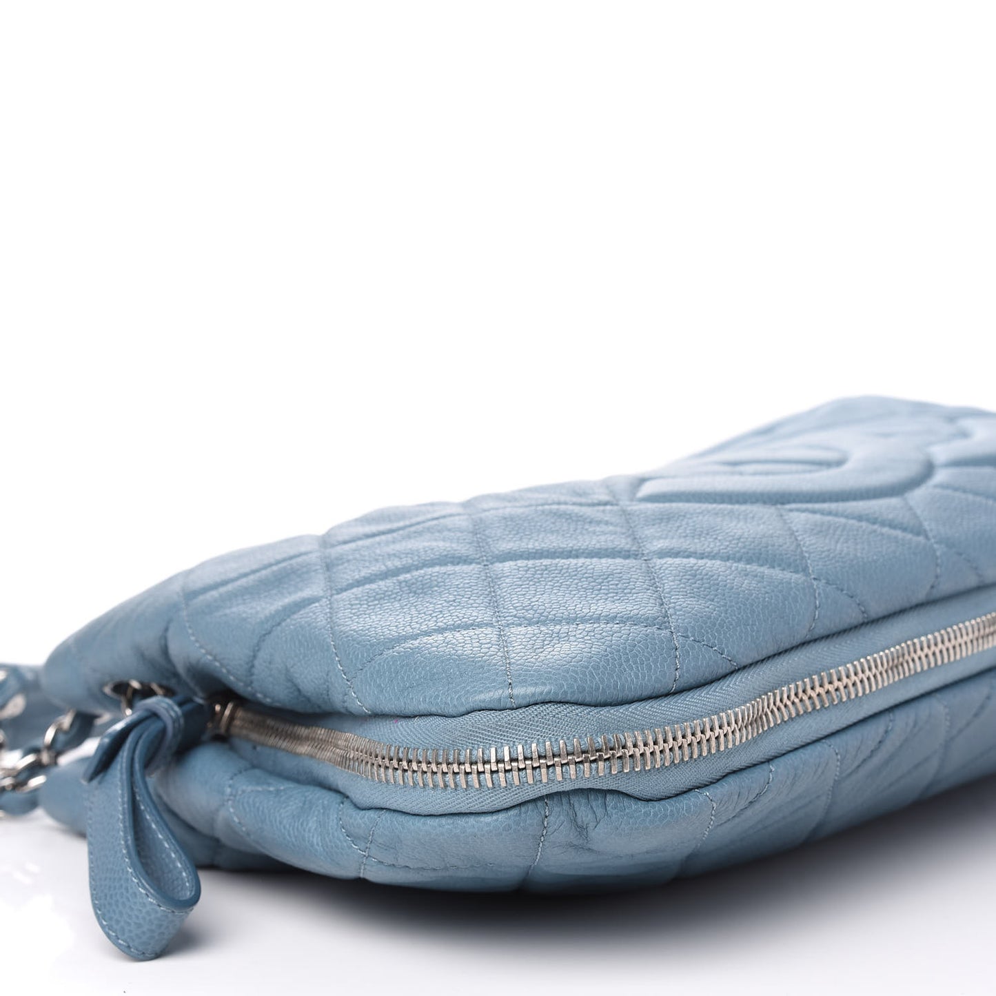 Caviar Quilted Expandable Zip Shoulder Bag Blue