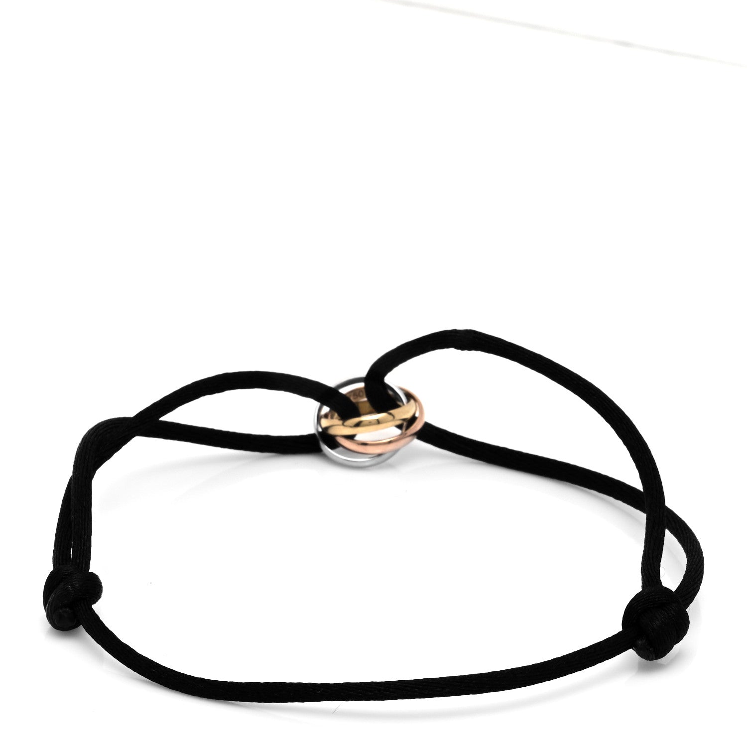 Cartier 18K Pink Yellow White Gold Trinity Adjustable Cord Bracelet Black 2 of 4