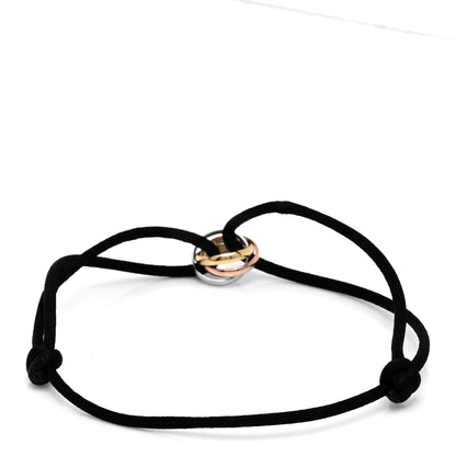 Cartier 18K Pink Yellow White Gold Trinity Adjustable Cord Bracelet Black 2 of 4