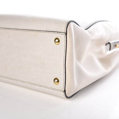 Fendi Vitello Elite Flamingo Petite 2Jours Tote Latte Bianco 10 of 13
