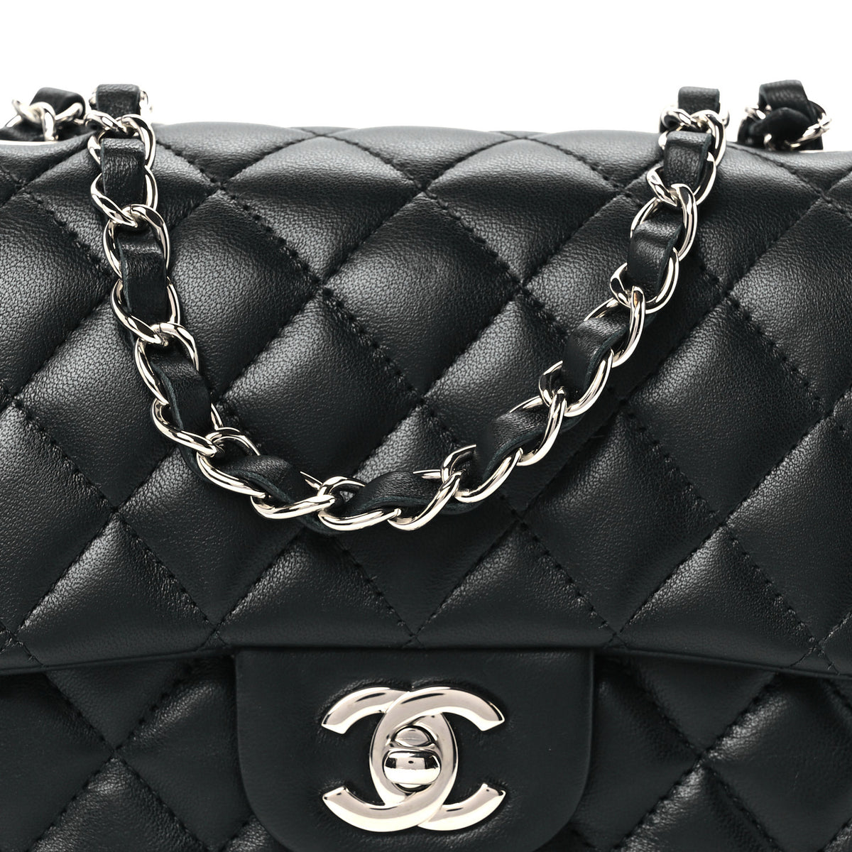 Chanel Lambskin Quilted Mini Square Flap Black 9 of 11