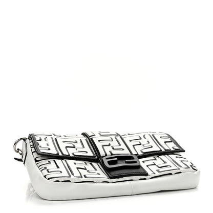 Fendi X JOSHUA VIDES Nappa FF Embossed Mini Belt Baguette Bag White Black 4 of 12