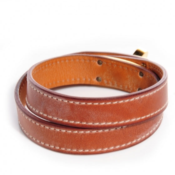 Natural Barenia Kelly Double Tour Bracelet Medium