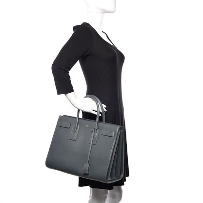 Saint Laurent Calfskin Sac De Jour Carryall Fog 2 of 10