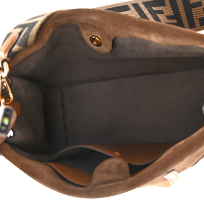 Fendi Vitello Grace Suede Flip Tote Nocciola Marrone 5 of 10