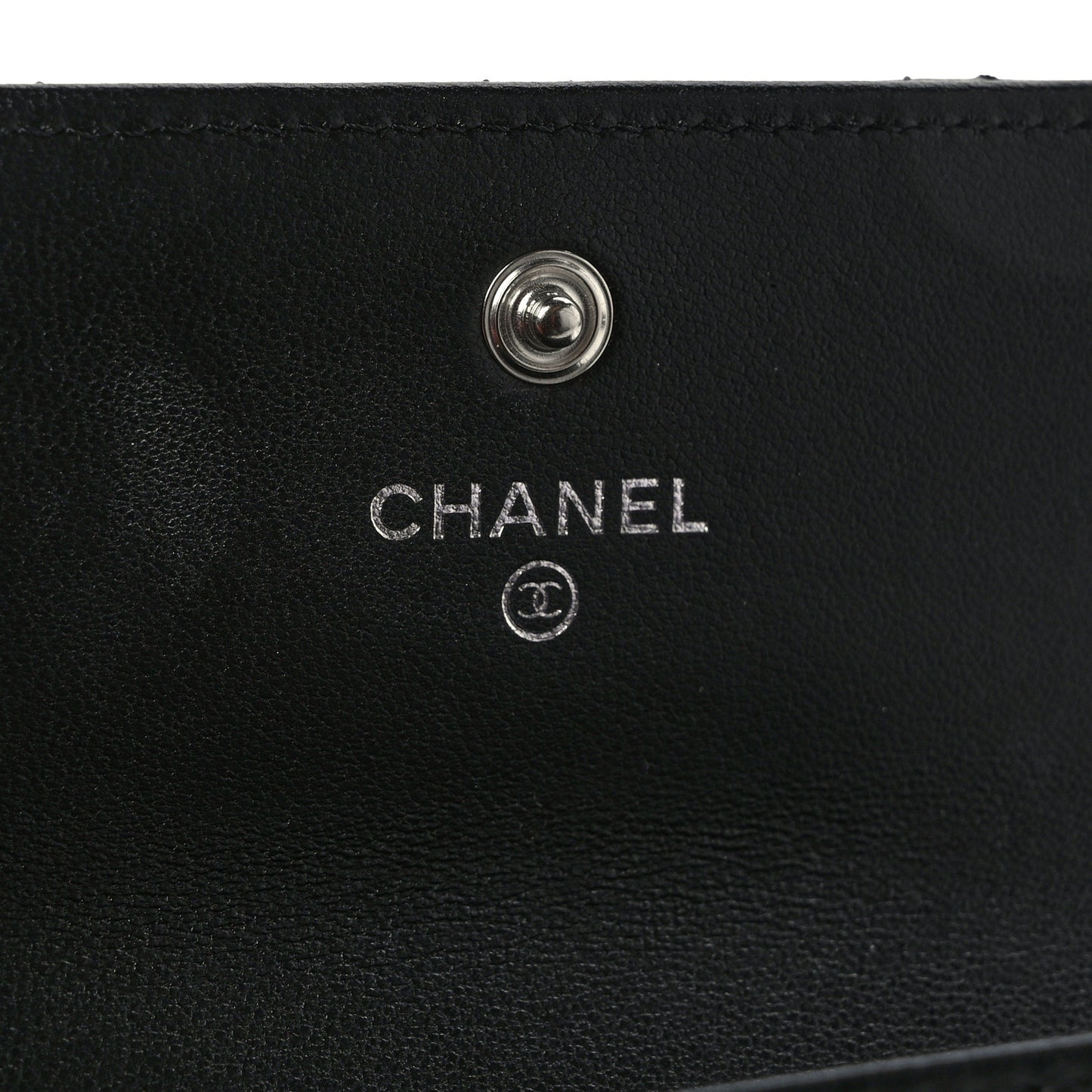 Lambskin Quilted Flap Crystal Star Card Holder Wallet Black