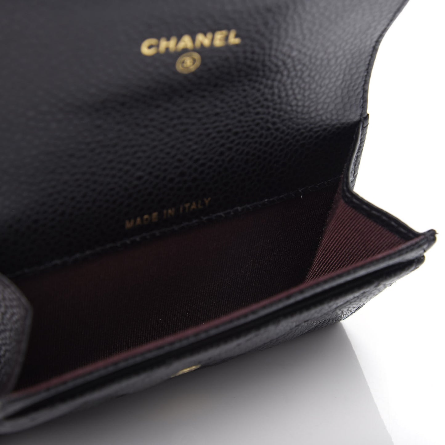 Caviar Quilted Flap Card Holder Wallet Black