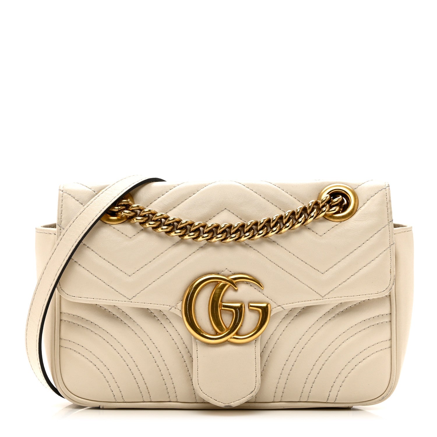 Gucci Calfskin Matelasse Mini GG Marmont Shoulder Bag White 1 of 9