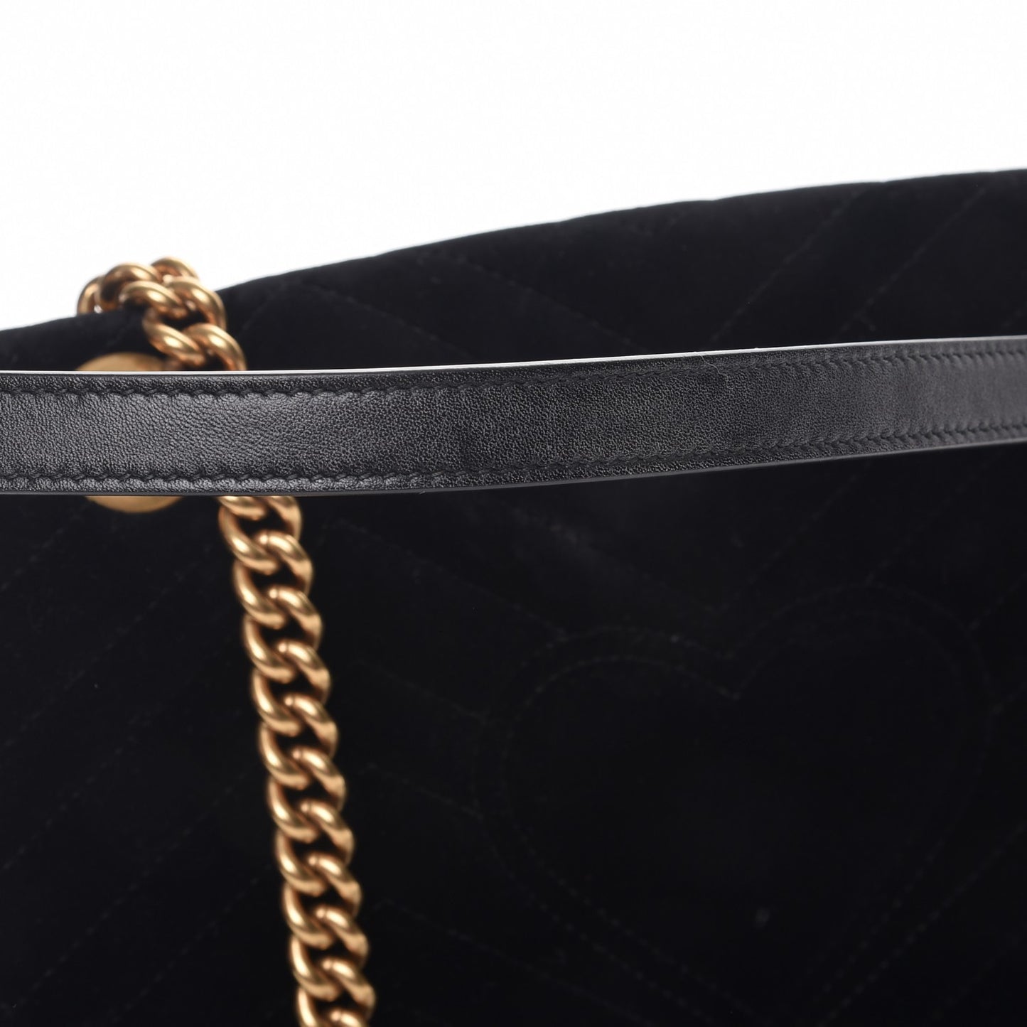 Velvet Matelasse Small GG Marmont Shoulder Bag Black