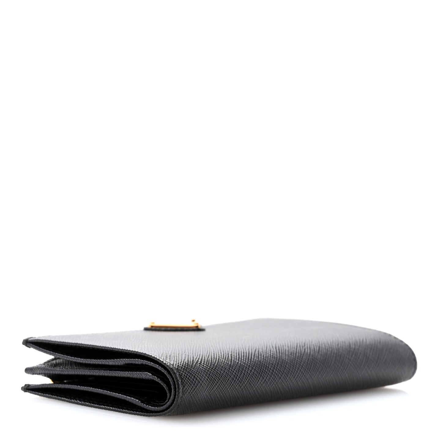 Saffiano Triangle Continental Zip Wallet Black