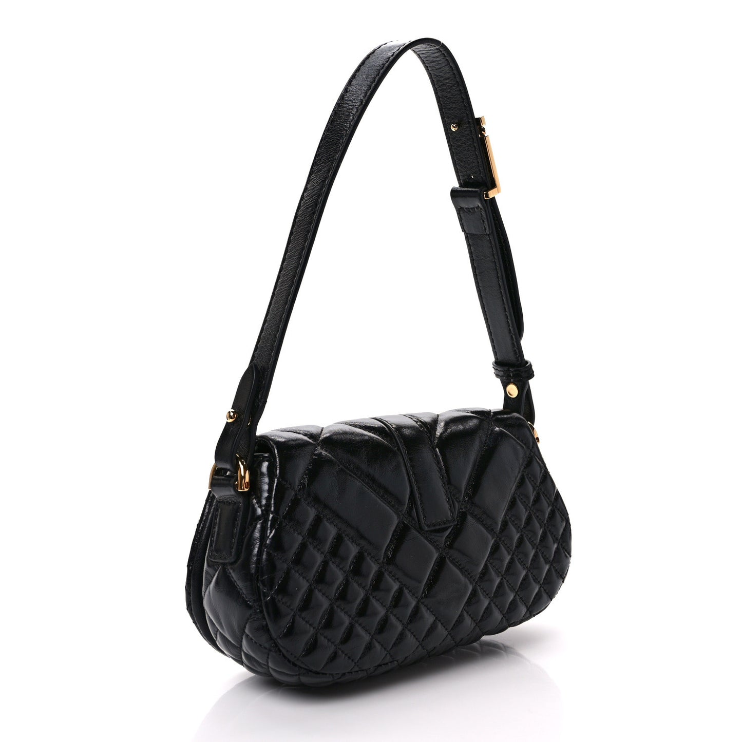 Calfskin Quilted Mini Greca Goddess Shoulder Bag Black