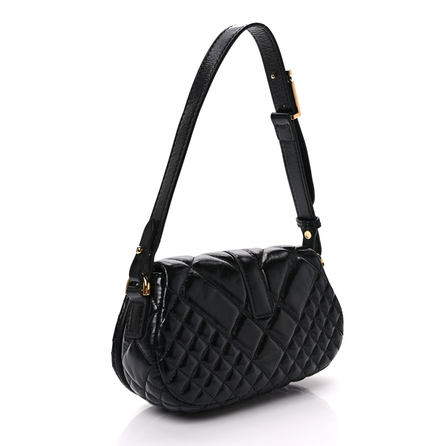 Versace Calfskin Quilted Mini Greca Goddess Shoulder Bag Black 3 of 8