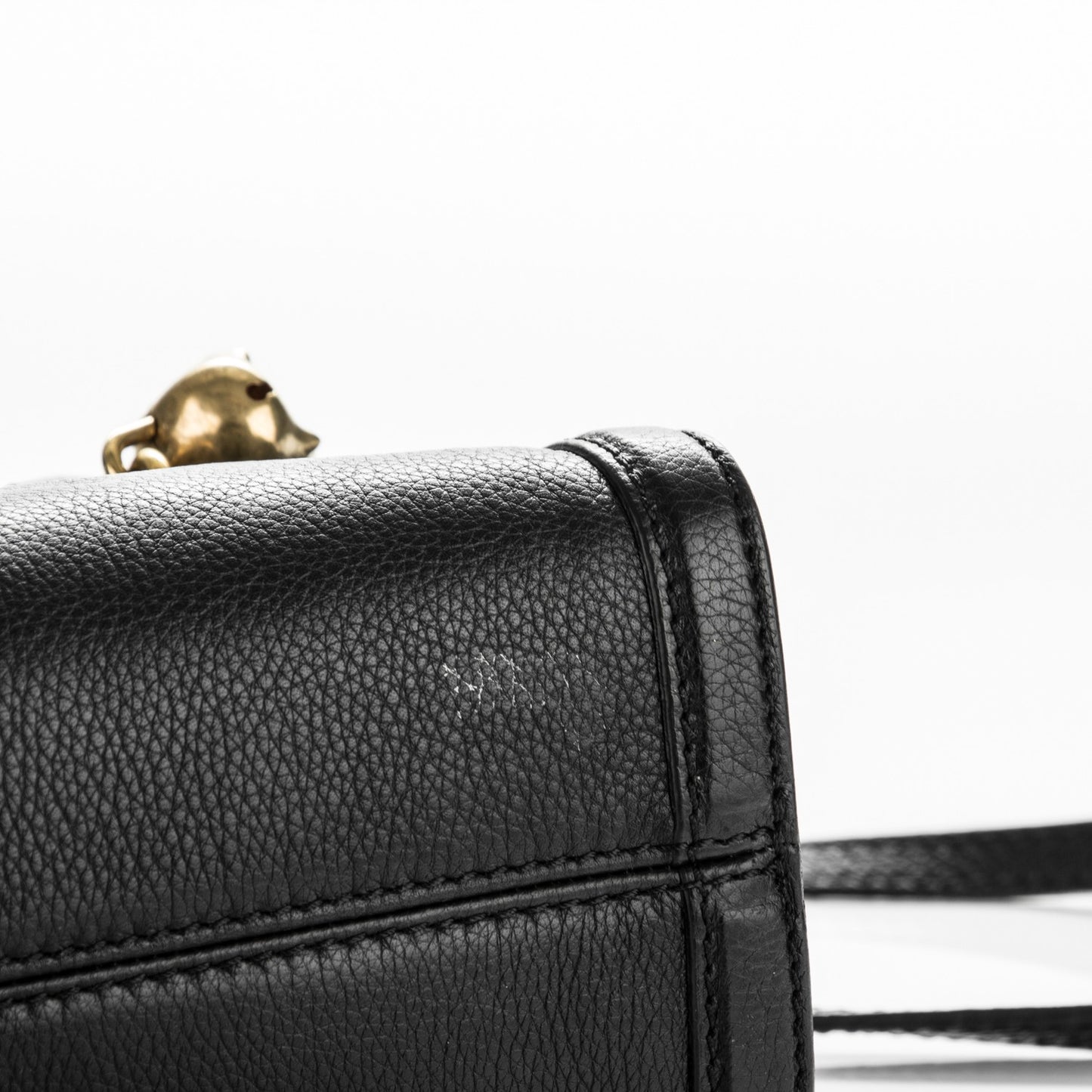 Pebbled Calfskin Mini Padlock Tote Black