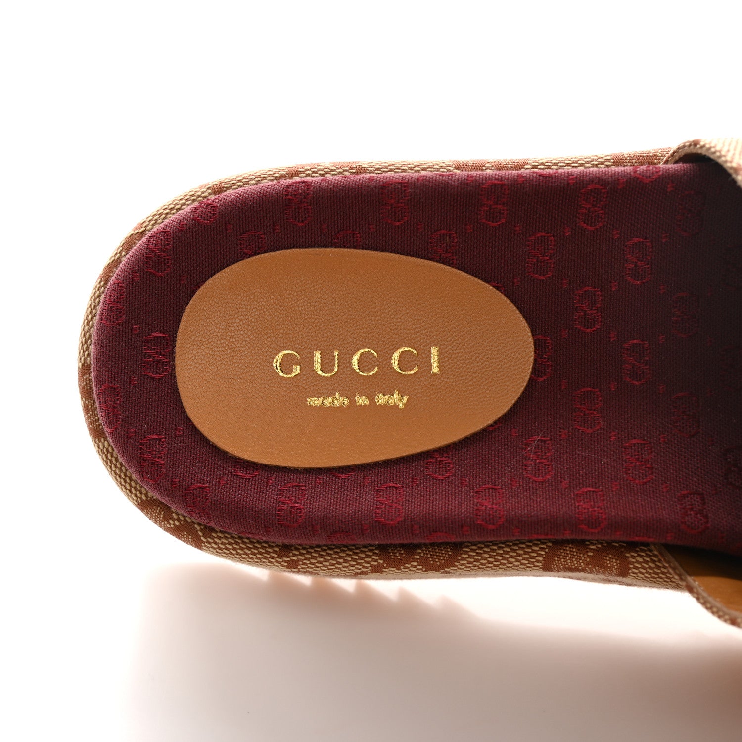 Gucci Canvas GG Monogram Angelina Platform Slide Sandals 35 Beige Ruggine 7 of 9
