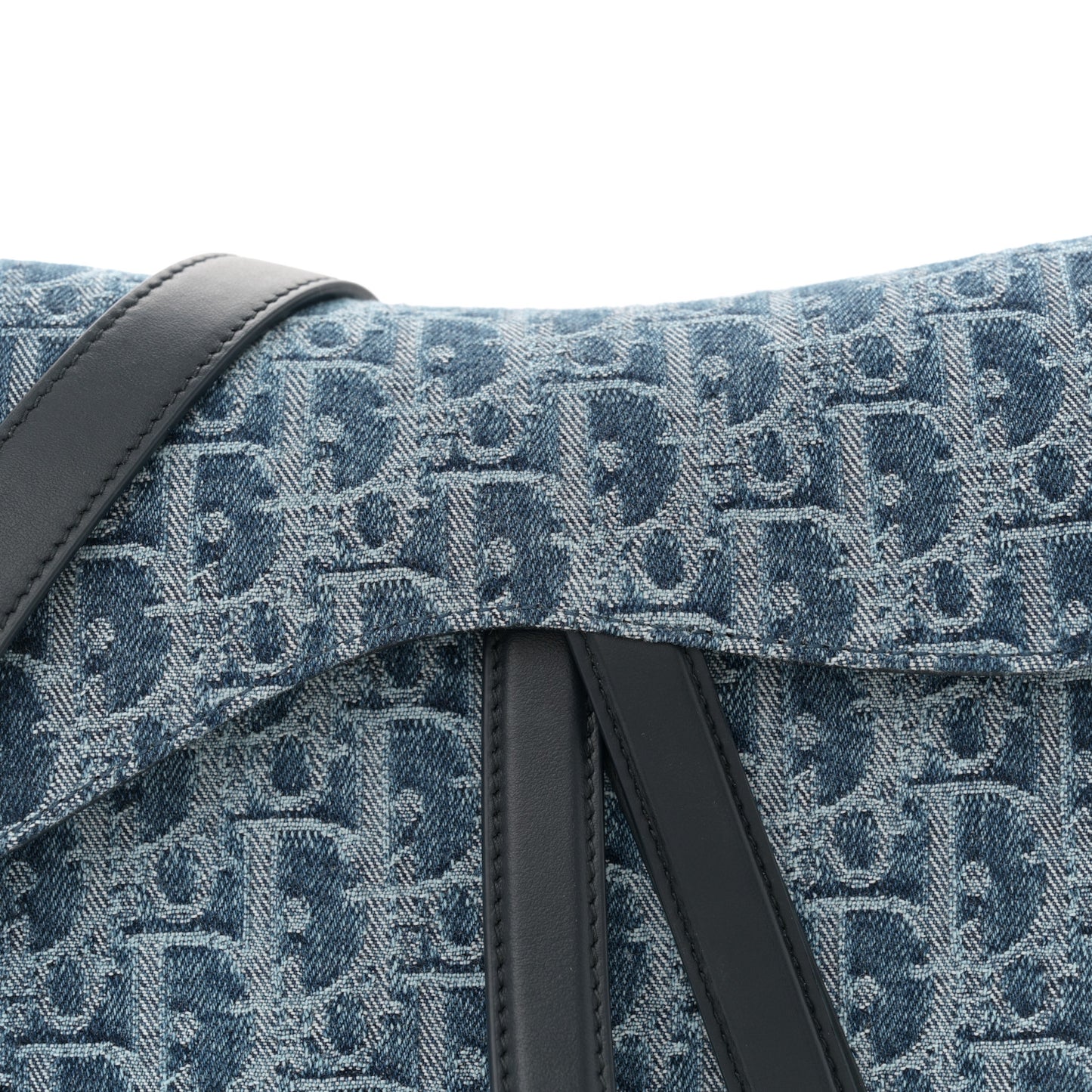 Denim Oblique Jacquard Saddle Bag With Strap Blue