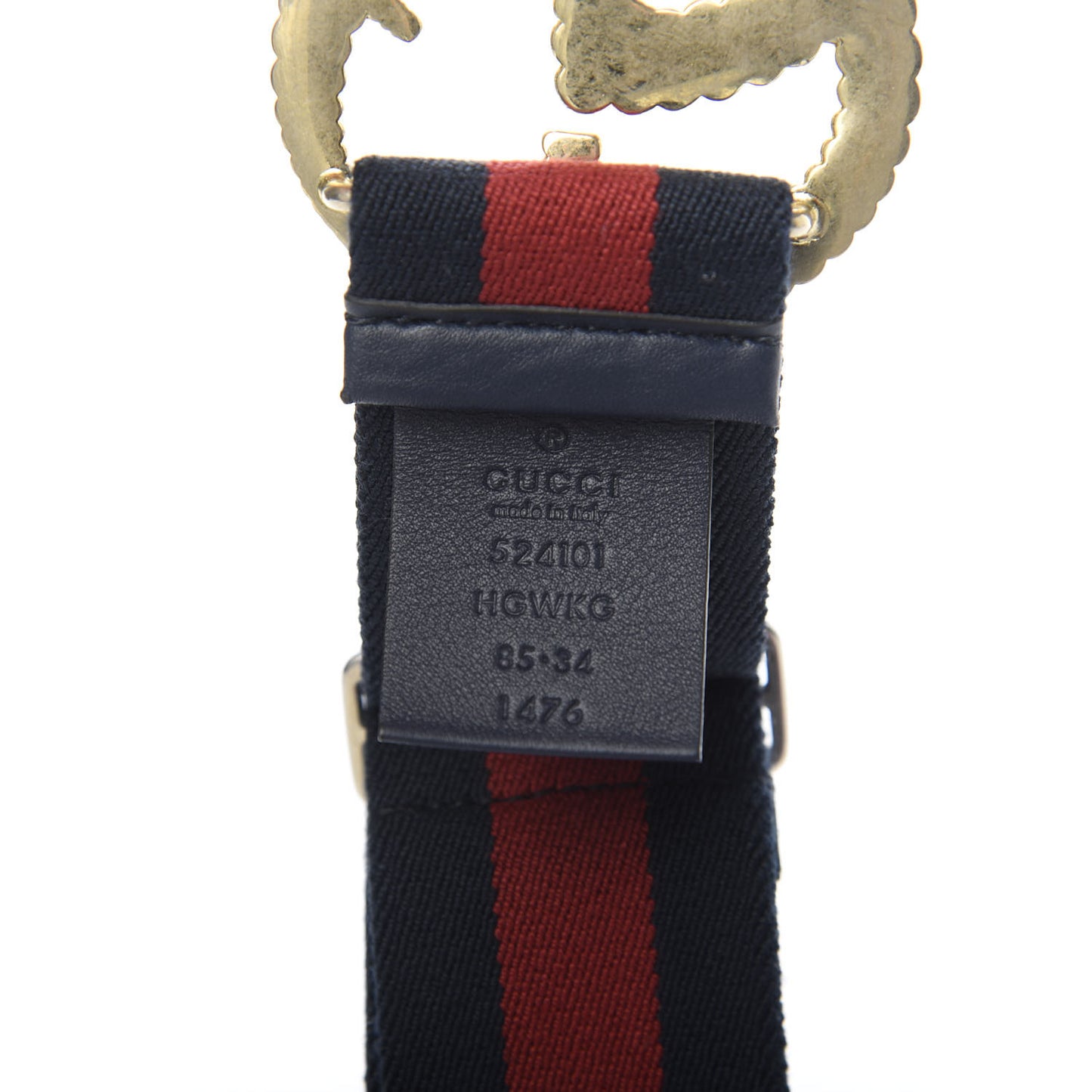 Canvas Torchon Double G Web Belt 85 34 Navy Red