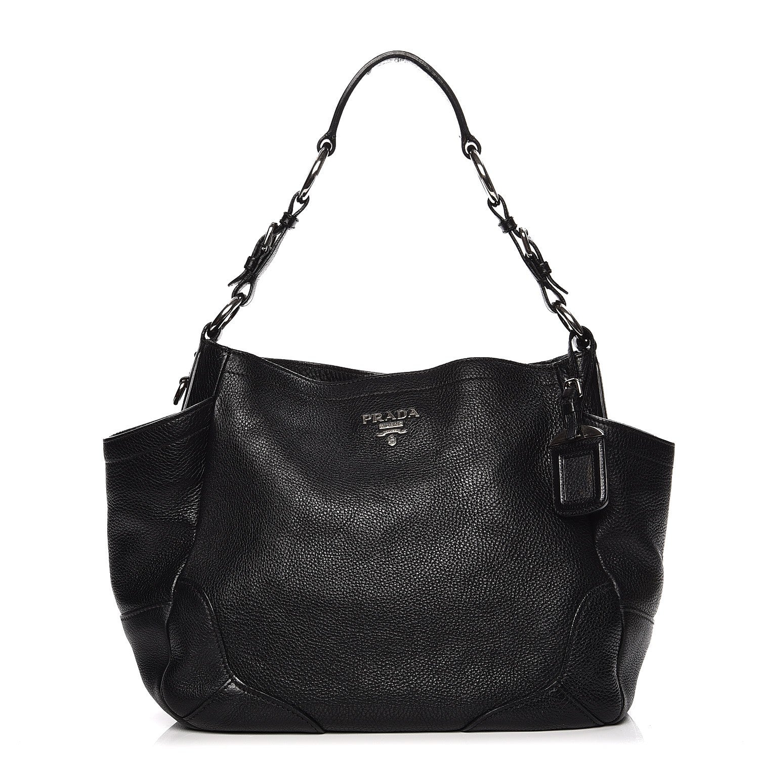 Prada Vitello Daino Side Pocket Hobo Nero Black 1 of 17
