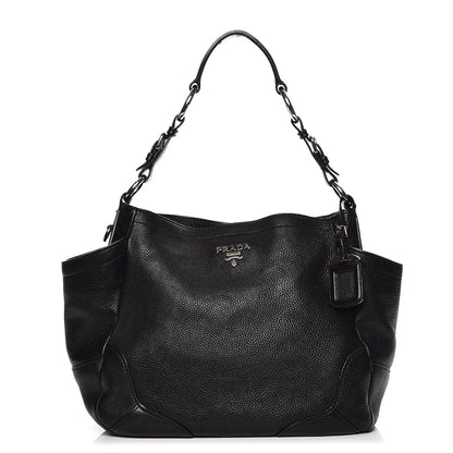 Prada Vitello Daino Side Pocket Hobo Nero Black 1 of 17
