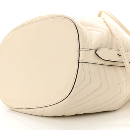 Gucci Calfskin Matelasse Sylvie Web GG Marmont Bucket Bag White 10 of 13