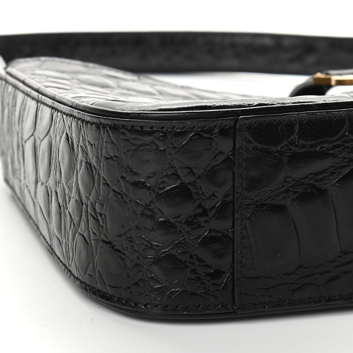 Calfskin Crocodile Embossed Le 5 A 7 Hobo Black