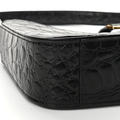 Saint Laurent Calfskin Crocodile Embossed Le 5 A 7 Hobo Black 8 of 9